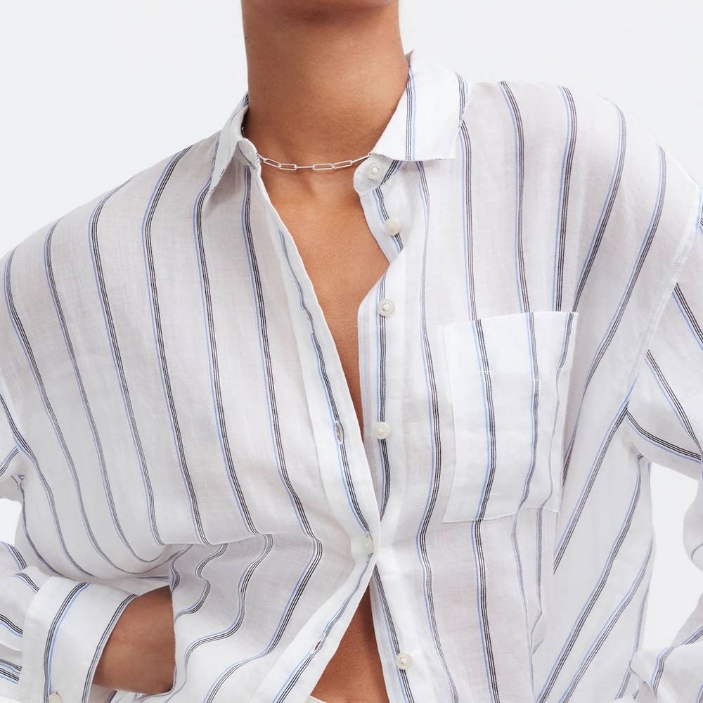Madewell Oversized Shirt in Ramie (Striped)